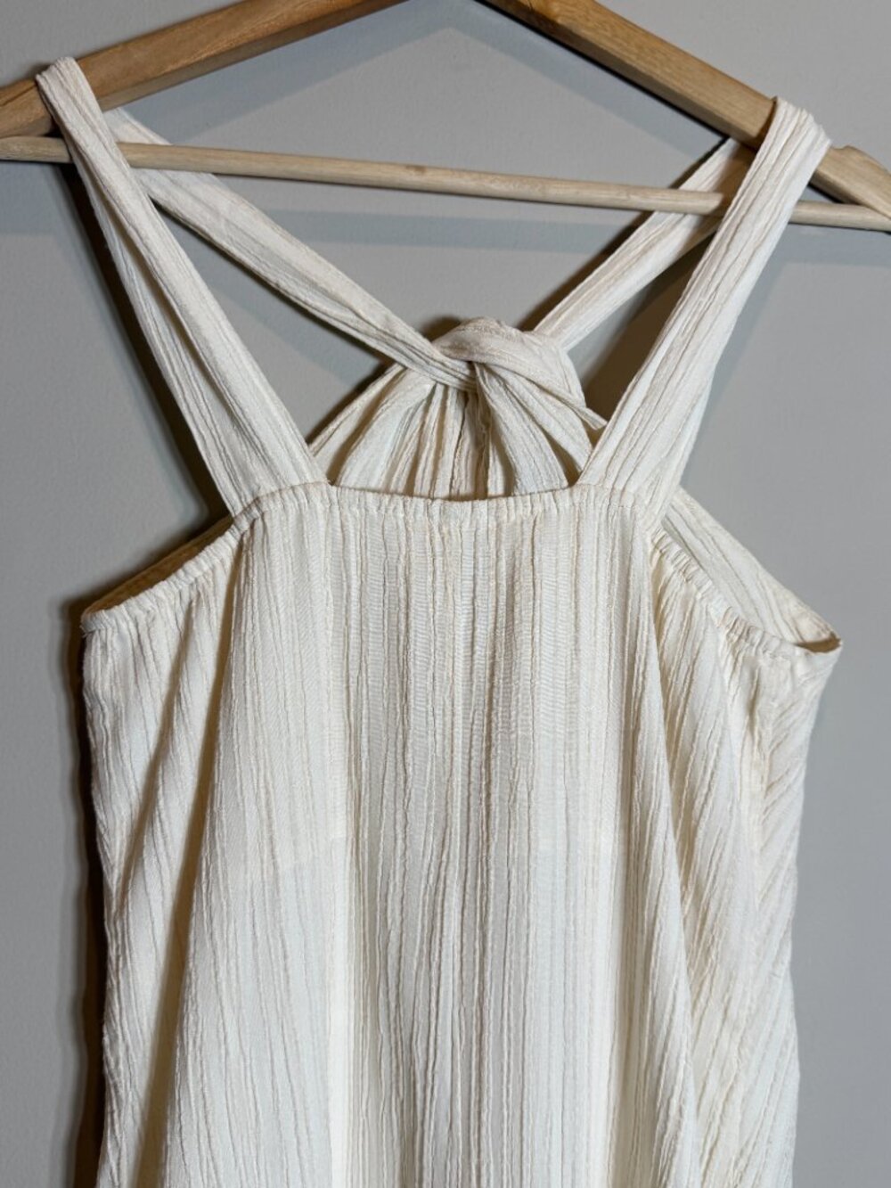 Commense Creamy Halter Long Maxi Dress Women's Small Ivory Textured Flowy Beach - Picture 11 of 15